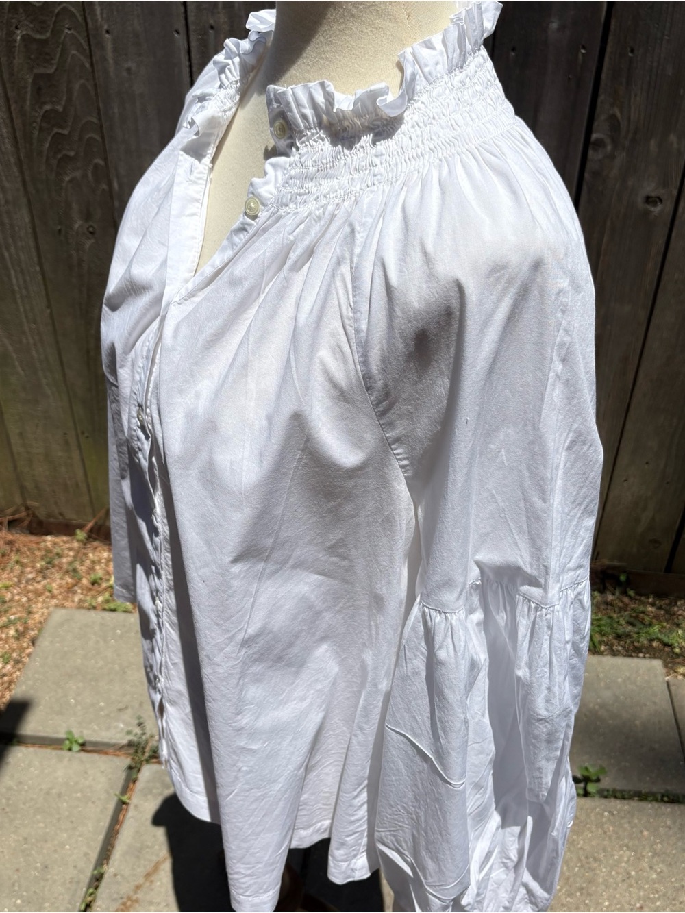 GAP White Ruffled Neck Button-Down Blouse - Picture 8 of 8